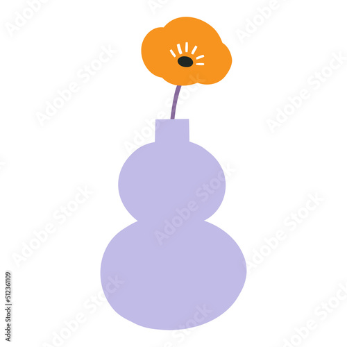 Flower in a Vase Hand-drawn Vector Illustration