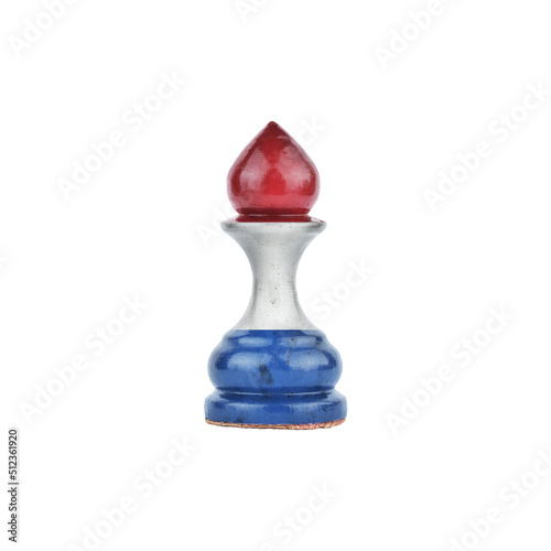 Pawn in the colors of the flag of Netherlands. Isolated on a white background. Sport. Politics. Business.