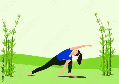 yoga practiced by a beautiful woman in the par