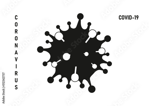 Dangerous virus black icon illustration. crown virus warning sign logo concept isolated on white background. covid-19. pandemic.