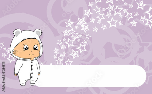 standing baby kid cartoon with polar bear pijama illustration background in vector format