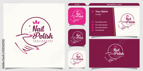Nail polish logo vector with modern creative concept Premium Vector