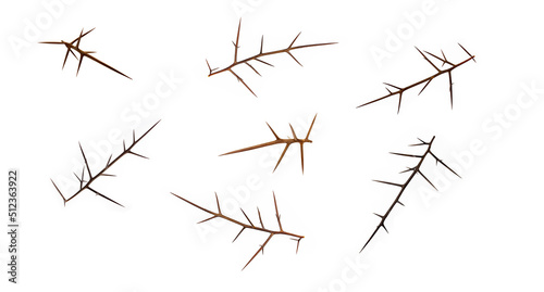 Thorns on a white background. Banner for design. 3D style.