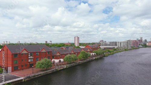 Wallpaper Mural Manchester, UK: Aerial view of city in England, suburb with greenery and river Irwell - landscape panorama of United Kingdom from above Torontodigital.ca