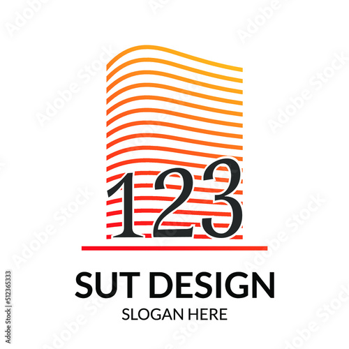 123 apartment buildings and abstract hotels for real estate logo