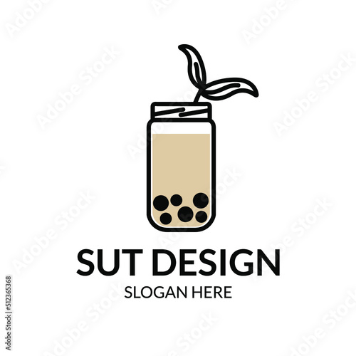 cute and modern boba cartoon logo drink