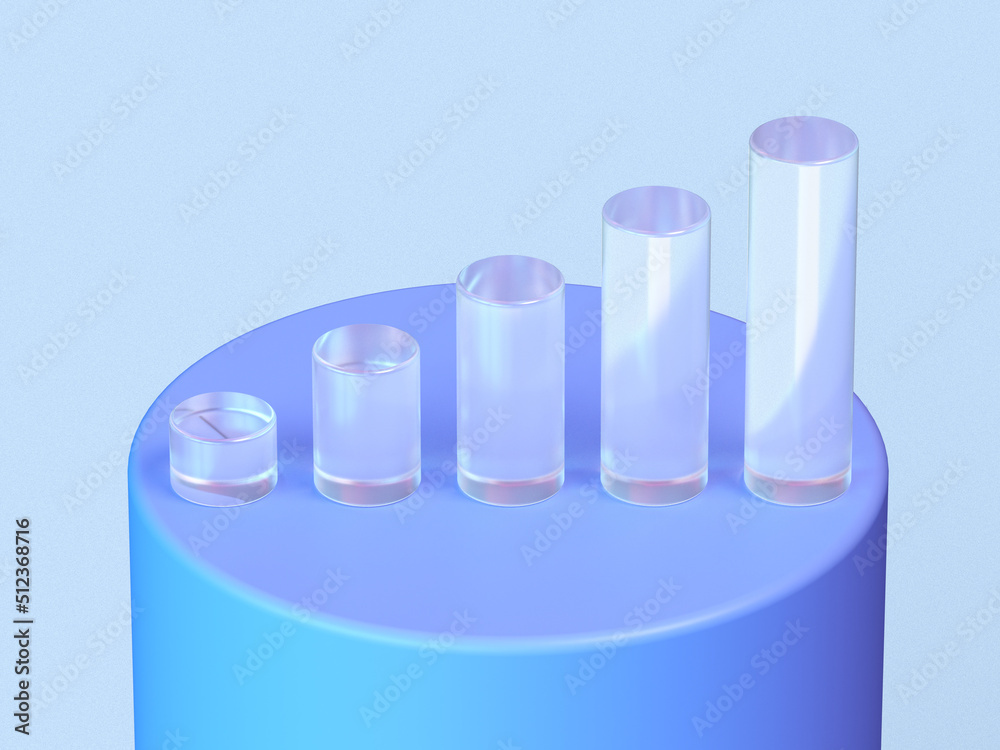 3D rendered transparent bar chart on a light blue background. Illustration for business success or presentation of results. Visualization for markets and statistics. 3D rendered transparent bar chart on a light blue background. Illustration for business success or presentation of results. Visualization for markets and statistics.
