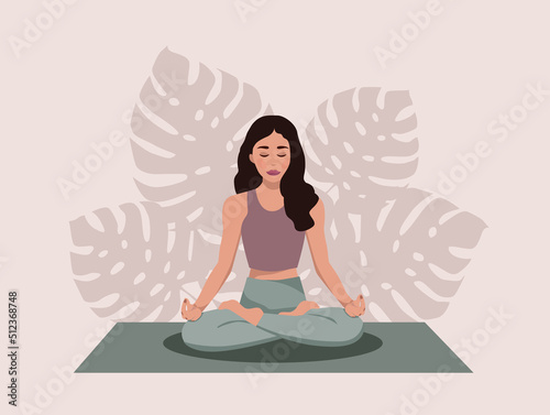 Yoga Classes, Meditate home. Vector.