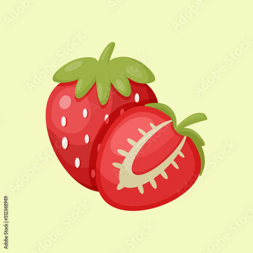 Strawberry fruit, cartoon illustration