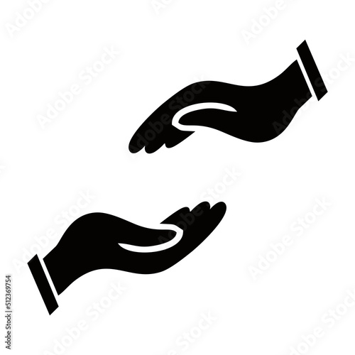 Vector illustration of two hands icon eps 10. A helping hand showing compassion, empathy and compassion. Silhouette of two hands on a white background