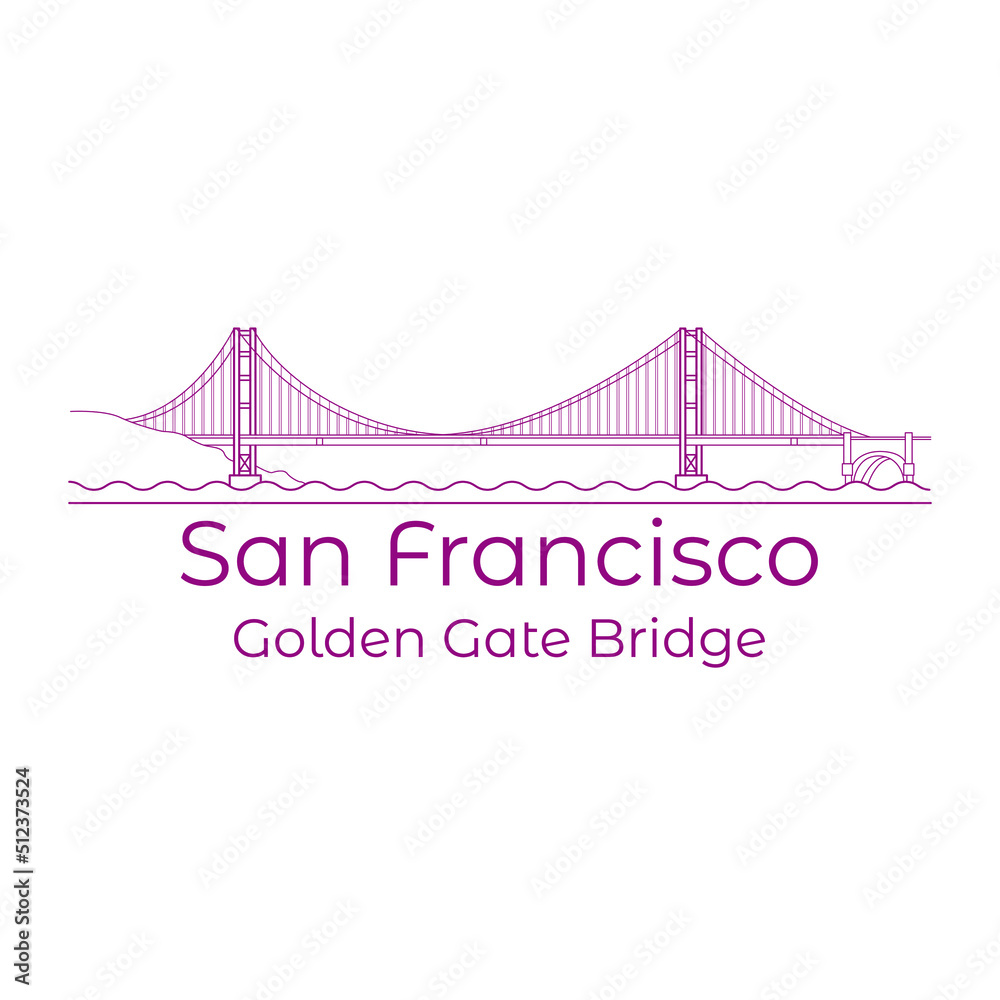 Fototapeta premium Vector illustration San Francisco Golned Gate Bridge.