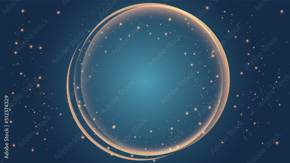 Vector abstract background with golden rings and space for text