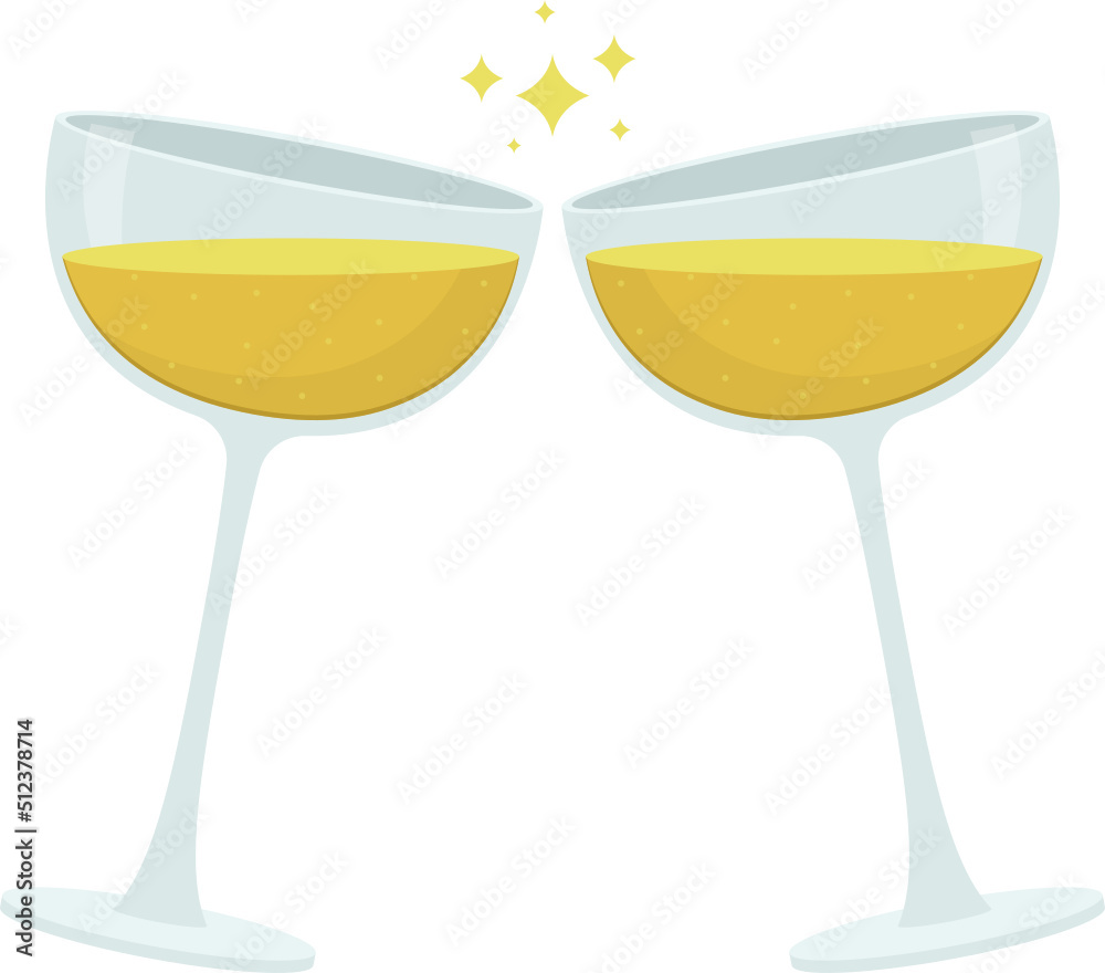 Champagne bottle and glasses clipart design illustration Stock Vector