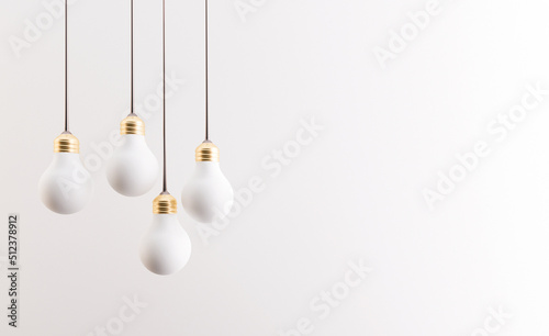 Light bulb set. lamp icon concept on white background.creative idea.Minimal style.Light sources, flood light .3d render image .