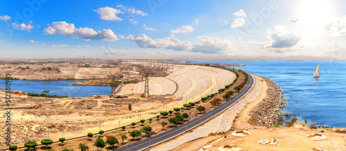 Obraz na płótnie Aswan High Dam view, beautiful sunny panorama, Egypt w salonie