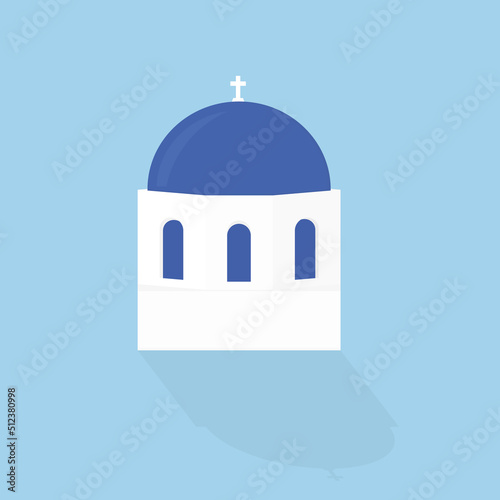 typical architecture of greek domed church icon- vector illustration