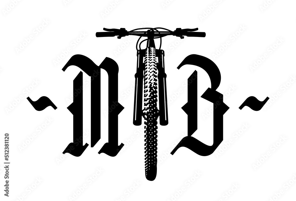 MTB logo. Mountain Bike T-shirt print design. Vector illustration.