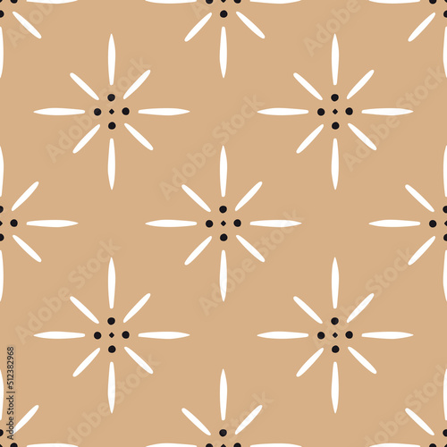 Geometric simple boho beige seamless pattern with abstract shapes. Vintage, retro mid century style texture for modern textile, fabric, home decor, wallpaper. Bohemian 60s background