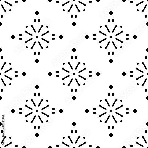 Geometric simple boho seamless pattern with abstract shapes. Vintage  retro mid century style texture for modern textile  fabric  home decor  wallpaper. Bohemian 60s black and white background