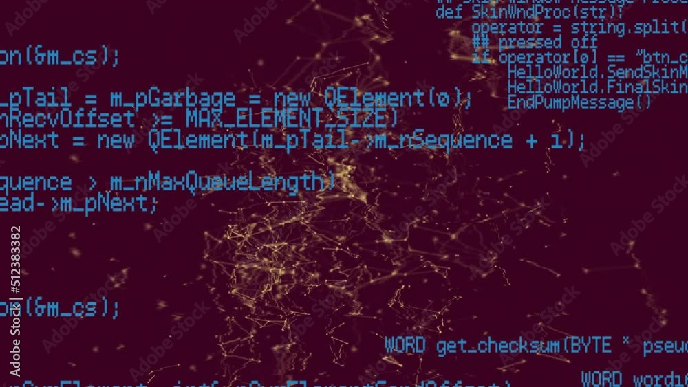Animation of data processing and network of connections Animation of data processing and network of connections