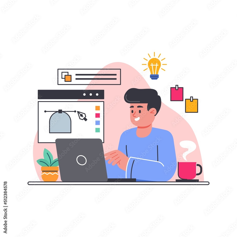 Fototapeta premium Flat illustration of graphic designer