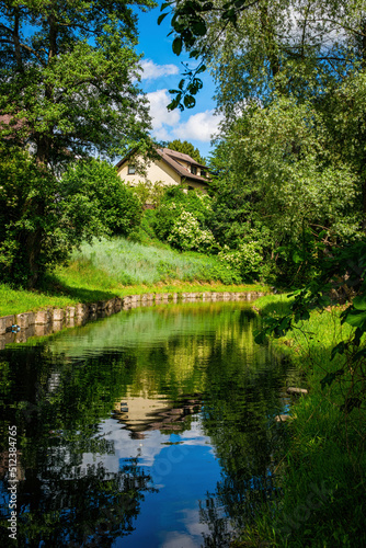 Rural landscape, river among green meadows   © konoplizkaya