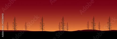 tree silhouette landscape flat design vector illustration for background  wallpaper  background template  tourism  adventure and design template