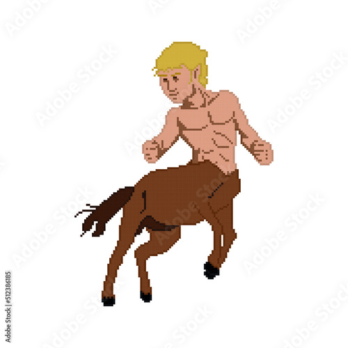 Centaur mythological creature pixel art isolated on white background. 8 bit style vector.