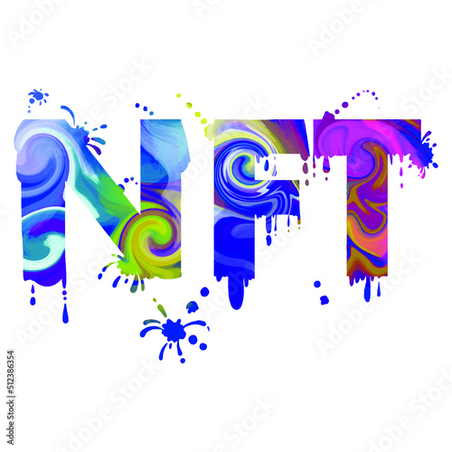 Vector abstract illustration in liquid acrylic style. Lettering: nft