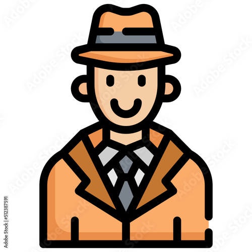 DETECTIVE filled outline icon,linear,outline,graphic,illustration