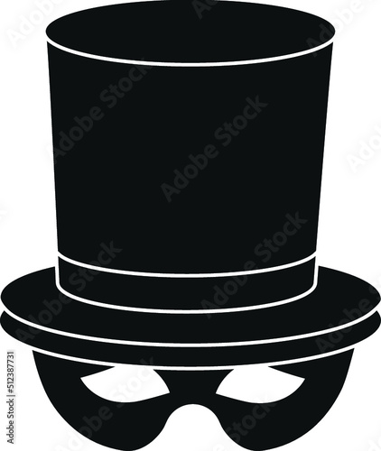 Black and White Cartoon Illustration Vector of a Top Hat With Glasses