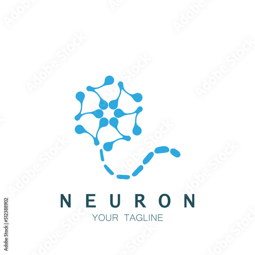 Neuron logo or nerve cell logo design,molecule logo illustration template icon with vector concept