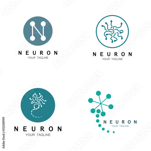 Neuron logo or nerve cell logo design,molecule logo illustration template icon with vector concept