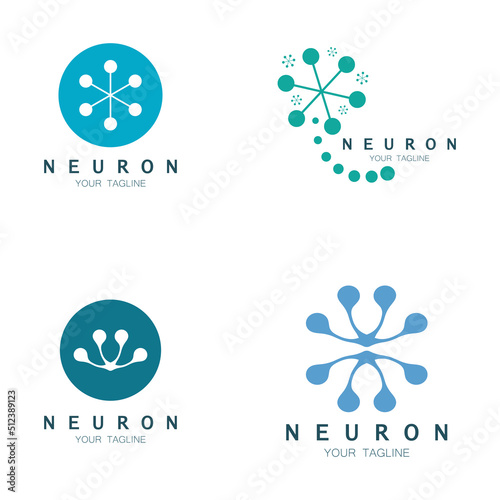 Neuron logo or nerve cell logo design,molecule logo illustration template icon with vector concept