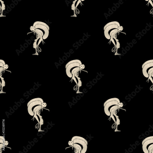 Crazy Monster Drawing Motif Seamless Pattern photo