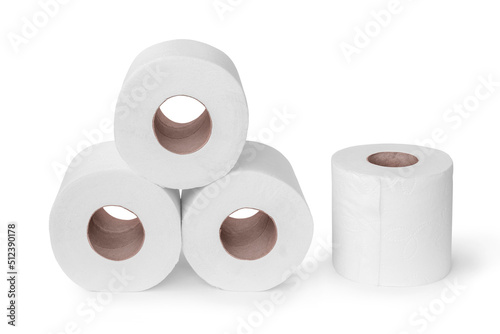 Toilet papers on an isolated white background