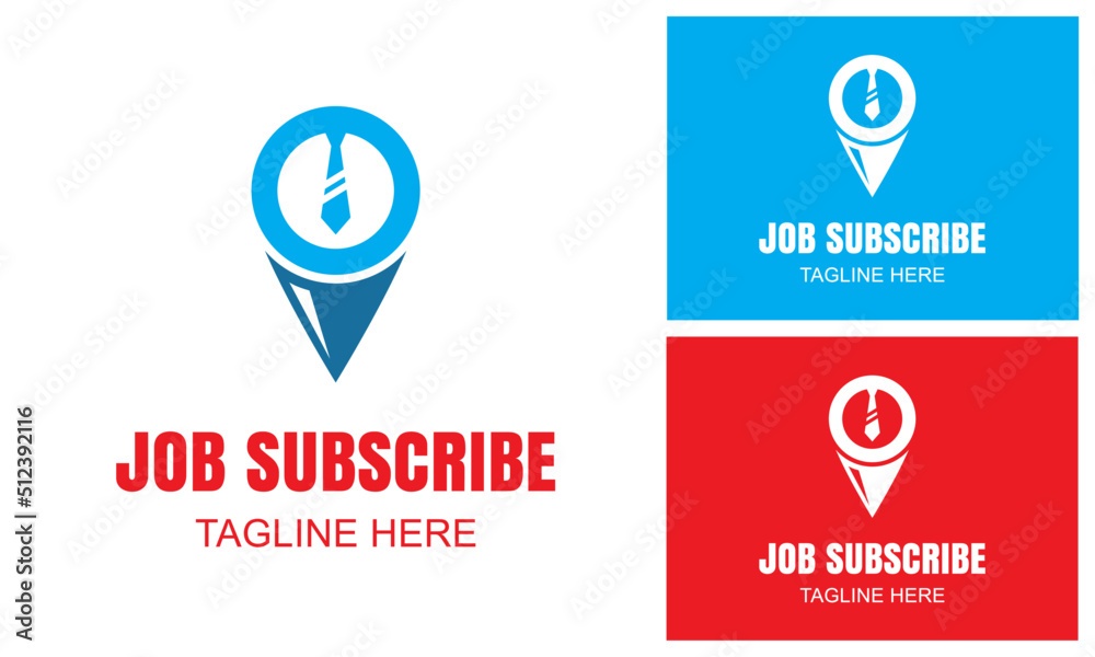 Job Subscribe and Job Location Logo Design Template. job point businessman location with map icon and people worker for a business training venue, business consulting logo.