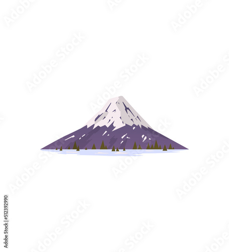 Vector isolated cartoon mountain icons. Mountains natural landscape, hill top. Travel mountaineering, tourism or hiking design element