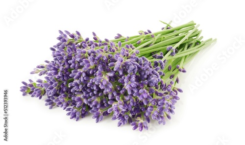 Bunch of lavender flowers isolated on white background