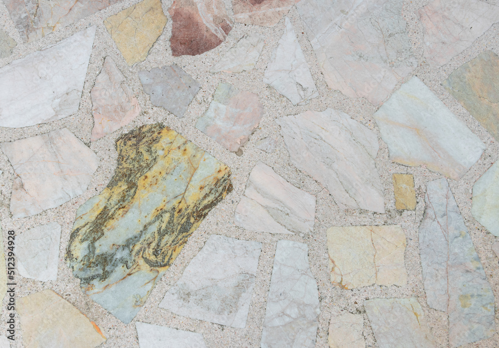 stone marble crap cover on terrazzo flooring. vintage texture old for background image horizontal.