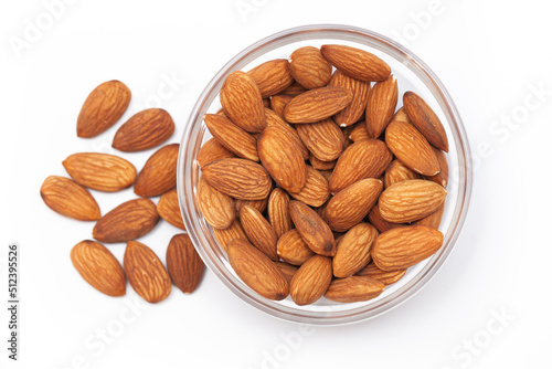 Close-up of natural big raw peeled almonds nuts as a background