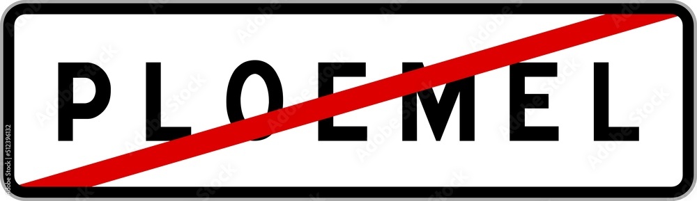 Panneau sortie ville agglomération Ploemel / Town exit sign Ploemel Panneau sortie ville agglomération Ploemel / Town exit sign Ploemel