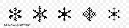 Snowflake icon set. Black snowflake collection. Vector illustration.