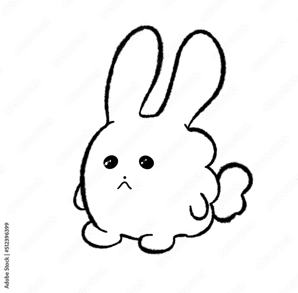 Cute bunny with fluffy fur. Round shape. Child style Cute bunny with fluffy fur. Round shape. Child style