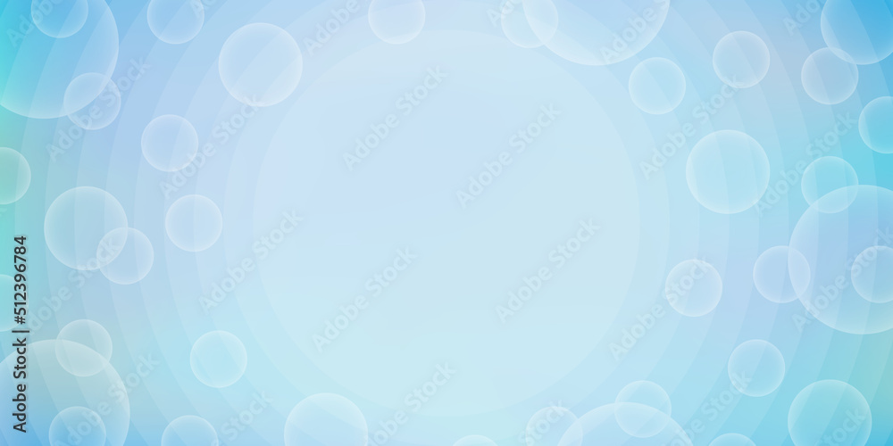 Light blue blurred background with abstract color gradient and bubbles. Multicolored mesh