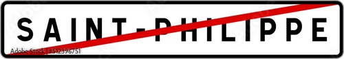 Panneau sortie ville agglomération Saint-Philippe / Town exit sign Saint-Philippe