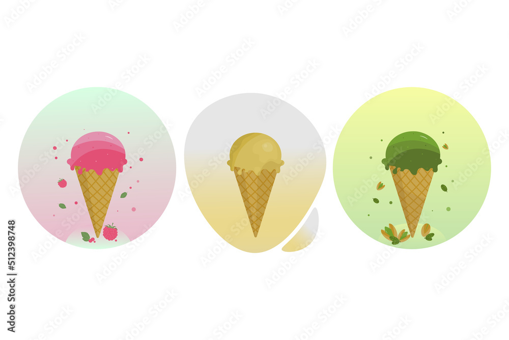 ice cream with different flavors.food vector illustration
