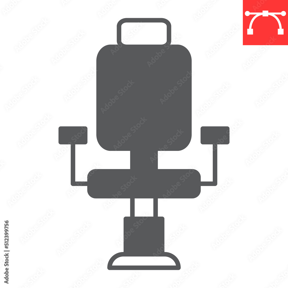 Barber chair glyph icon, barbershop and hairdresser, barber chair vector icon, vector graphics, editable stroke solid sign, eps 10. Barber chair glyph icon, barbershop and hairdresser, barber chair vector icon, vector graphics, editable stroke solid sign, eps 10.
