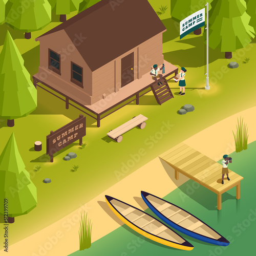 Isometric Children Summer Camp