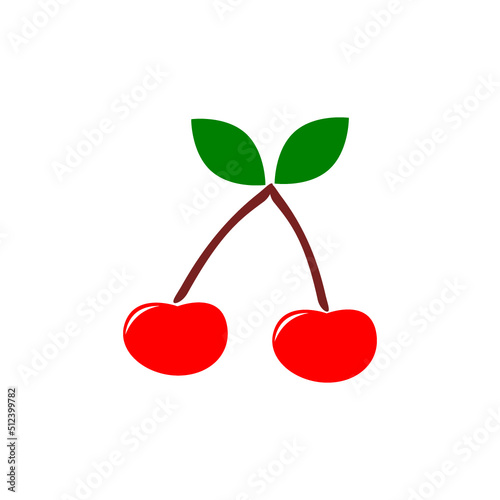 Red cherry  icon on white background photo